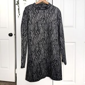 Shein Curve Women's Print Long Sleeve Mock Turtleneck Dress Size 5XL